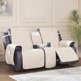 Loveseat Recliner Cover with Console, Waterproof Non-Slip Recliner Cover with Elastic Straps, Sofa for Double Reclining Sofa Furniture Protector for Kids, Pets, Loveseat Covers