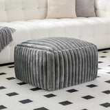 Tiita Square Corduroy Pouf Ottoman, Foot Rest Stool with Hybrid Foam Fill