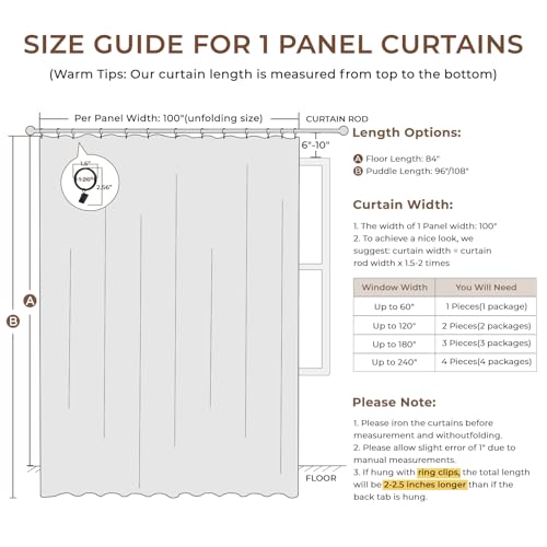 INOVADAY Thermal Sliding Door Curtains 100% Blackout Curtains for Bedroom, Sliding Glass Door Drapes Extra Wide for Patio Linen Textured Farmhouse Window Treatment, Beige, 1 Panel, W100xL84