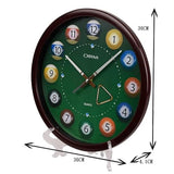 OSTAR Big Large Billiard Pool Ball Wall Clock, Battery Operated, Cue Hand, Non Ticking Quality Quartz, 14" Snooker Game
