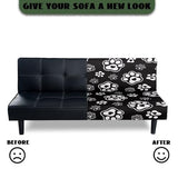 Paws Heart Print White Black Stretch Futon Cover with Elastic Bottom Armless Futon Mattress Cover Dustproof Cozy Couch Covers Scratch Resistant Sofa Bed Slipcover