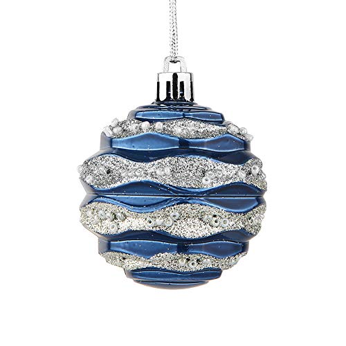 Sattiyrch Christmas Ball Ornaments 30ct, 60mm/2.36" Shatterproof Plastic Decorative Xmas Balls Ornaments Set (Blue and Silver)