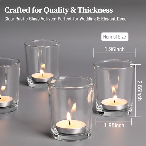 LETINE Clear Glass Tea Light Holders Set of 6 - Votive Candle Holders for Weddings, Events, Home, Bridal Shower, Birthday, Christmas, Party Table Decor and Centerpieces