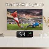 Netzu 3-in-1 Digital Clocks for Living Room with Temperature, Date & Time Display - 4 Levels Birghtness, 3 Volumes, Small & Compact Plug-in Alarm Clock for Bedroom, Office (Black)