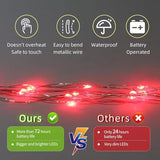 LAMPHOME 6 Pack Red Valentine's Fairy Lights Battery Operated (Included), 7 ft 20 LED Mini String Lights, Waterproof Silver Wire Firefly Starry Light for DIY Wedding Party Mason Jars Decor