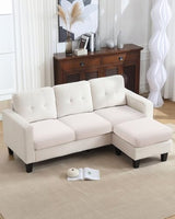Fuloon Waterproof Seat Cushion Covers 2 PCS, Stretch Sofa Cushion Slipcovers Couch Covers Solid Washable Furniture Protector Suitable for Armchair Loveseat Sofa (Pale Beige)