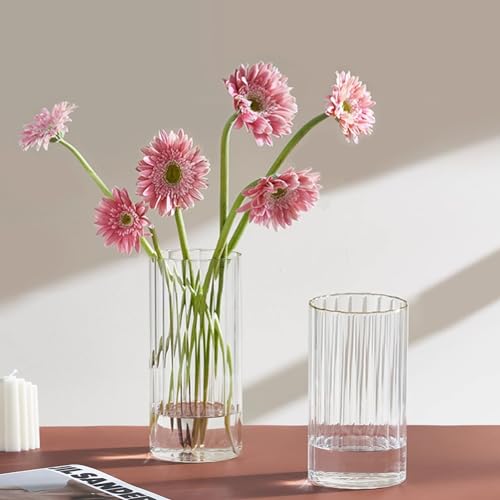 Gute 6 Inch Glass Vases for Decor, Flower Vase for Home Decor, Modern Decorative Clear Vase Centerpieces Living Room, Kitchen