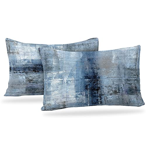 Throw Pillow Covers for Couch, 20x12 Inch, Set of 2, Grey Blue