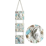 flangairy 20.5"x4.3" 3D Seashell Starfish Conch Beach Wall Hanging Decor | Wooden Base, Sand, Glass, Resin Sea Star Fish Shells, Ocean Coastal Theme Room Art, Nautical Bathroom Decorations for Home