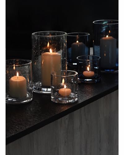 Glass Candle Holders Set, 3 Sizes 8" 5" 3.5" Height | Hurricane Vase Centerpieces, Clear Seeded Bubbles Cylinder, For Pillar Votive Flower, Mother's Day Birthday Gift