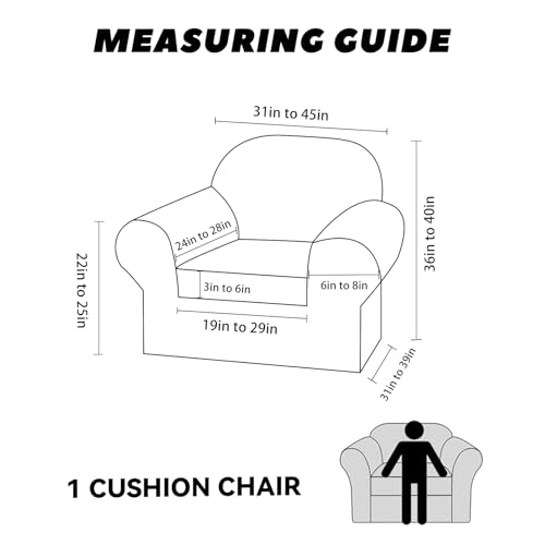 Chair Slipcover with Armrest Pockets 2-Piece Set, Stretch Faux Leather Chair Cover for Armchairs(Fits 31-45") - Non-Slip, Machine Washable, Pet & Kid Friendly - Coffee