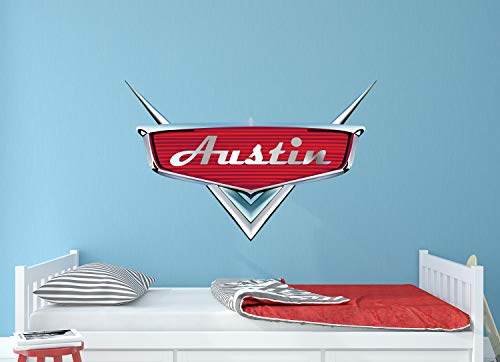 Personalized Cars Name Wall Decal - Kids Room Racing Cartoon Sticker - Removable Race Car Wall Decoration for Bedroom, Classroom, Playroom