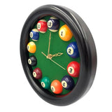 Yuanhe Billiards Pool Ball Clock - 11Inch Round Table Cool Wall Clock with Wood Frame, Great for Billiards, Pool, Game Room, Bar