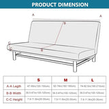 Futon Cover with Ruffled Skirt, Futon Couch Cover Without Arms, Futon Slipcover No Arms, Folding Sofa Bed Armless Covers Washable, for Living Room (Beige,Large)
