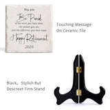 LukieJac Retirement Gifts for Women Men 2026 Retirement Party Decoration Best Ceramic Retirement Plaque 6"*6" Happy Retirement Table Decorations Sign for Teacher Nurses Coworker