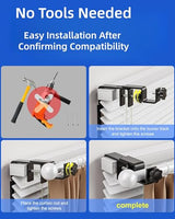 Over-Blinds Curtain Rod Brackets for Outside-Mounted Blinds, Blinds Curtain Rod Brackets for 1.3–2” Rectangular Headrails, Tool-Free No-Drill Installation for Apartments, Rentals Set of 2 (Black)