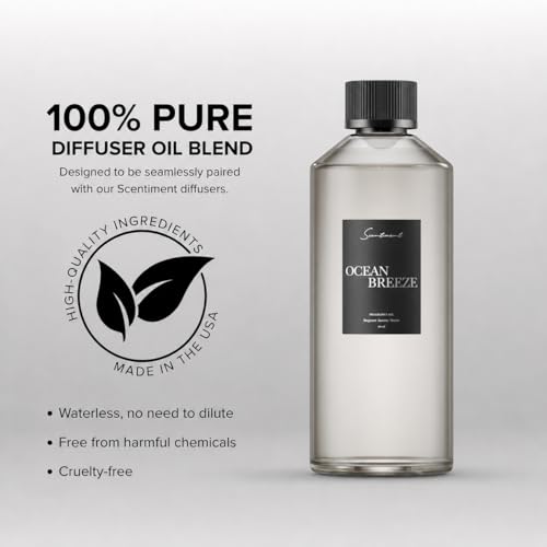 Scentiment Ocean Breeze Diffuser Oil - Premium Hotel Scent with Notes of Bergamot, Lemon, Jasmine with Marine & Amber Home Scent, Hotel Fragrance Oil Diffuser Refill - 16.91 fl oz (500 mL)