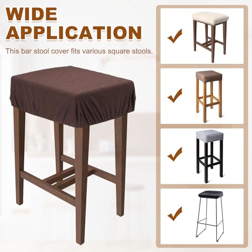 uxcell 2 Pcs Seat Covers for Dining Chairs, Bar Stool Covers Stretch Chair Seat Protector Waterproof Saddle Stools Slipcover with Elastic Band for Kitchen Bar, Diamond Pattern Dark Gray