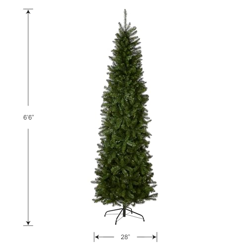 National Tree Company 6.5 ft Unlit Kingswood Fir Slim Artificial Christmas Tree, 719 Tips, Includes Stand, Green