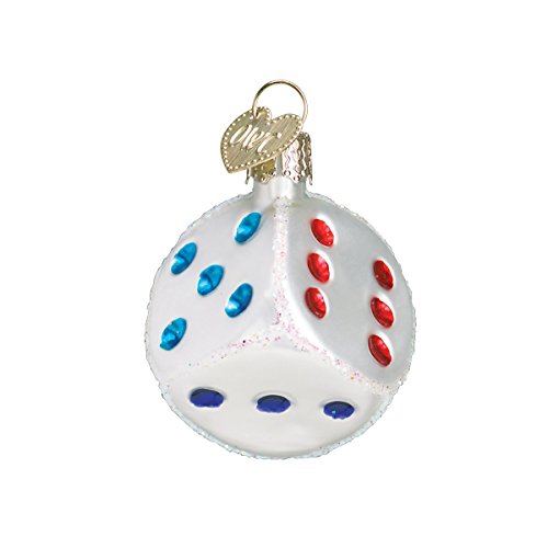 Old World Christmas Vegas Dice Glass Blown Ornament for Christmas Tree, Handcrafted Holiday Decoration, Gamble Collection