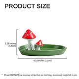 Cute Mushroom Incense Holder with 30 Incense Sticks, Handmade Resin Burner, Nature Theme Incense Tray, Adorable Home Decoration Accessories(Green)