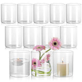 SUPMIND 12Pcs Glass Cylinder Vase for Centerpieces 5 Inch Clear Flower Vases Bulk, Glass Hurricane Candle Holder Small Floral Vases for Table, Floating Candle Vase for Wedding Home Décor