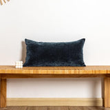 Chenille Lumbar Pillow Covers 14x24 inch Dark Blue