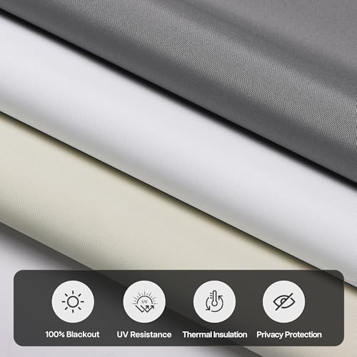 LazBlinds No Drill Blackout Roller Shades, 35" W x 72" H, White | Cordless, Thermal Insulated Fabric, UV Protection, For Indoor Windows, For Home and Office