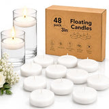 3 inch White Floating Candles, 48 Pack Unscented Floating Candle,8-9 Hours Burning Floating Candles for Centerpieces, 3“ Water Candles for Cylinder Vases, Wedding, Party