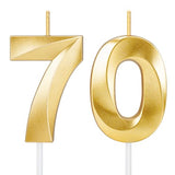 70th Birthday Candles for Cake,Gold Number Candles for Happy Birthday Cake Toppers,Birthday Decorations for Women Men Party Anniversary Wedding