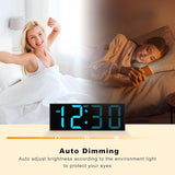 JALL 12" Large Digital Wall Clock, Big LED Number Dispaly, Remote Control, RGB Colors, DST with Light for Classroom Living Room Bedroom for Senior, Men Women