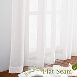 NICETOWN Linen Sheer Curtains 96 inches Long for Living Room, Bedroom Curtains 2 Panels Set Grommet Semi Sheer Privacy with Light Filtering Flax Open Linen Weave Drapes, W52 x L96, White