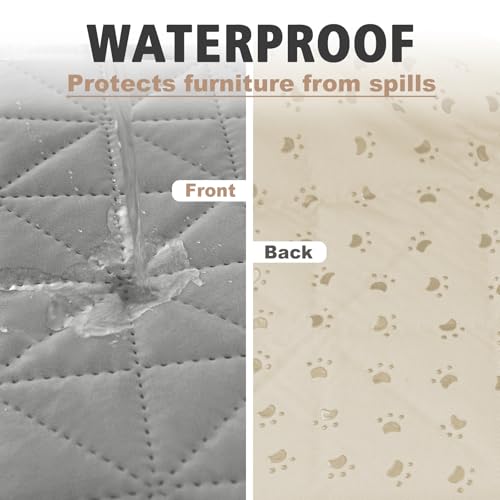 Ameritex Sofa Cover Waterproof for Seats Couch Cover for Dogs Pet Couch Cover Velvet for Chair Loveseat Sofa Machine Washable (Light Grey, 30x100 Inch)