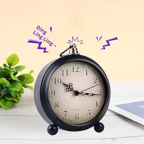 pxy Retro Alarm Clock for Heavy Sleepers 3D Dial Battery Operated (Battery Include), 4" Super Silent Analog Alarm Clock for Kids with Night Light PT260 Silver OrangePT508-1 Arabic Numbers