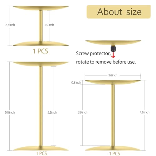 Gold Pillar Candle Holders, Reversible Set of 3