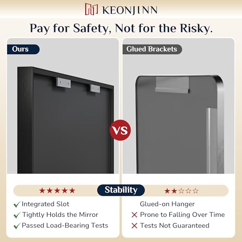 Keonjinn Black Bathroom Mirror 22 x 30 Inch, Brushed Black Framed Mirror for Over Sink, Rectangle Wall Vanity Mirrors with Square Corner, Alumium Frame, Modern Farmhouse Style