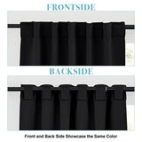 RYB HOME Short Bedroom Blackout Curtains - Small Window Treatment Set Energy Saving Thermal Insulated Drapes for Living Room/Nursery/Kitchen, 42-inch Wide x 45-inch Long, Black, 2 Panels