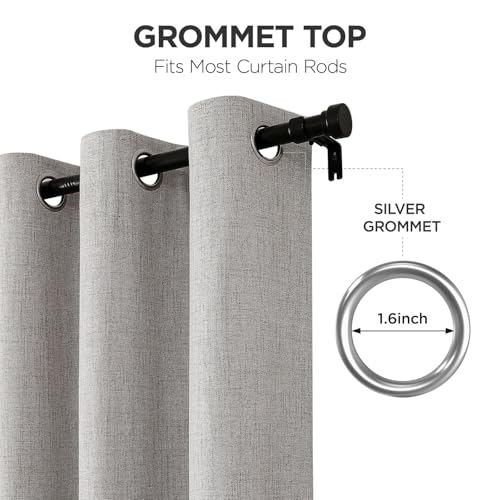 Joydeco Blackout Curtains for Bedroom, Linen Black Out Curtains 84 Inch Long, Light Blocking Drapes 2 Panels Set with Grommet for Living Room Window, Thermal Insulated Room Darkening Privacy Drapes