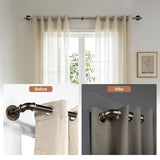30-120 Inch Wrap Around Curtain Rod 1" Diameter for 30-114 Windows, Adjustable Curtains Rod, Bronze Industrial Curtain Rods for Windows Heavy Duty Window Treatment Rods for Blackout Curtains 1 Pack