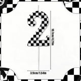 Racing Cars Themed Birthday Candle, Checkered Flag Number Candles Black and White Candles Happy Birthday Cake Topper Party Decorations for Boys Racing Cars Themed Party Supplies (Number 2)
