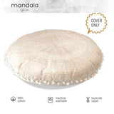 Mandala Life ART Bohemian Floor Cushion Cover –24 inches - Room Décor Decorative Round Pillow Case for Meditation, Yoga, and