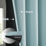 Melodieux 100% Blackout Curtains for Bedroom, Linen Textured Light Blue Black Out Curtains 84 Inch Long, Grommet Top Thermal Insulated Window Drapes for Living Room, 52" W x 84" L, 2 Panels