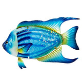 John's Studio Fish Sea Wall Decor Outdoor Metal Garden Hanging Art Glass Sculptures Home Ocean Theme Decorations for Kitchen Bathroom and Pool - Blue