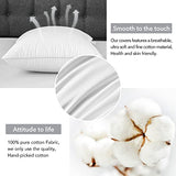 FAVRIQ 20 x 20 Pillow Inserts (Set of 2) - 20 Inch Square Interior Couch Throw Pillow with 100% Cotton Cover - Decorative Pillow Insert Pair - White Sofa Pillow