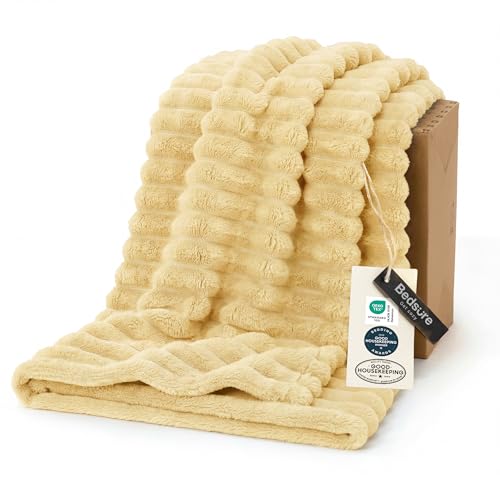 Bedsure Soft Throw Blanket for Couch Decor Gifts Custard Yellow 50"x60"