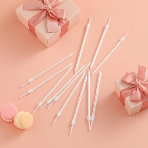 36-Count Pearl White Long Thin Birthday Candles, Cake Candles, Birthday Parties, Wedding Decorations, Party Candles