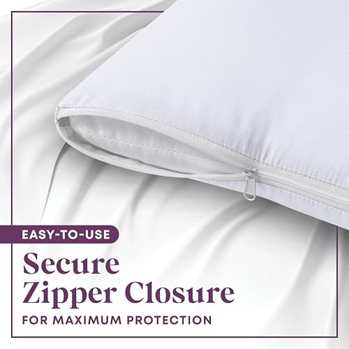 CirclesHome Pillow Protectors 2 Pack Standard Zippered - 100% Cotton Breathable Pillowcases - Protects Pillows from Dirt, Dust and Debri (Standard - Set of 2 - 20x26)