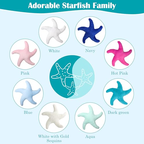 Marble Empire Starfish Pillow for Couch and Bed, Coastal Decor Throw Pillow, Ocean Beach Theme Accent Pillow for Living Room（Turquoise）