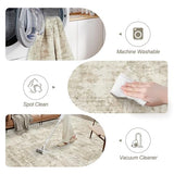 Soalmost 9x12 Area Rugs for Living Room Washable Rug Abstract Beige/Gray