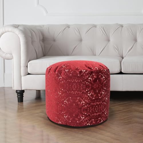 Howard Elliott Collection Round Tall Pouf Pisani Ruby